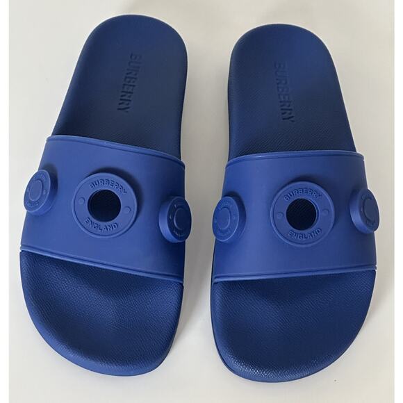 NIB $420 Burberry Eyelet Men’s Furley Royal Blue Slide Sandals 11 US 8049674 IT main image 12
